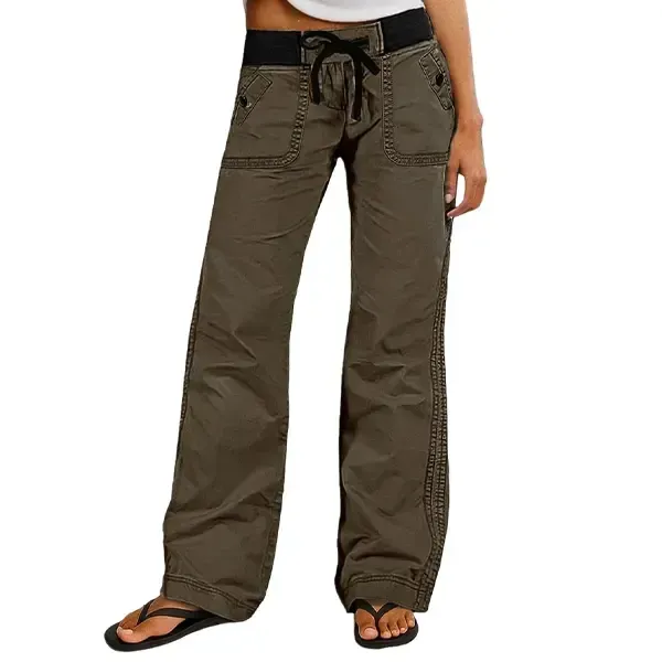Mid-rise straight-leg trousers with drawstring and minimalist seam detailing