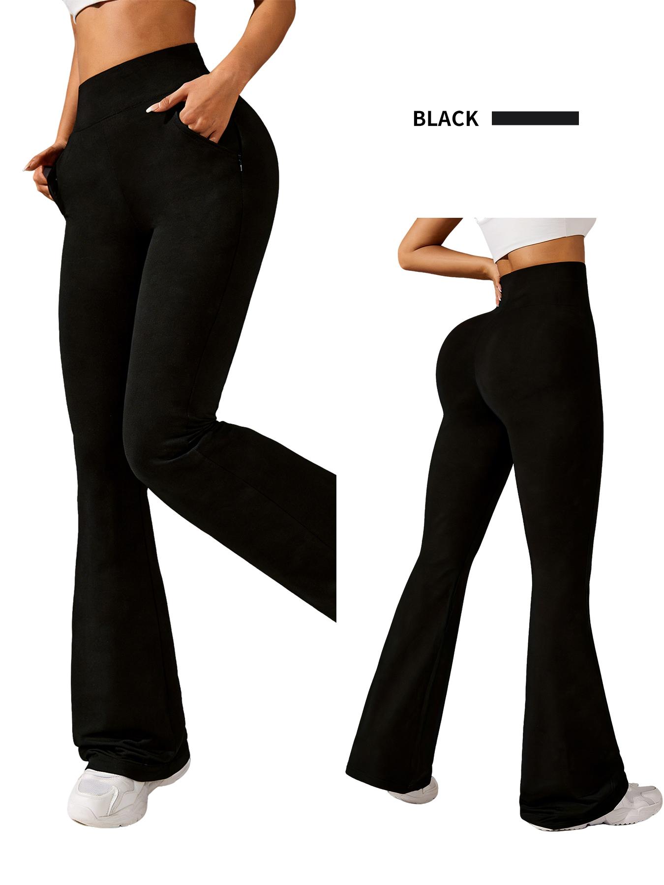 Women's high-waisted stretch 3-pack black grey red flared pants set | Fashion yoga flare pants, casual slimming trousers, fitness wide-leg pants, daily solid color sweatpants, sporty loungewear