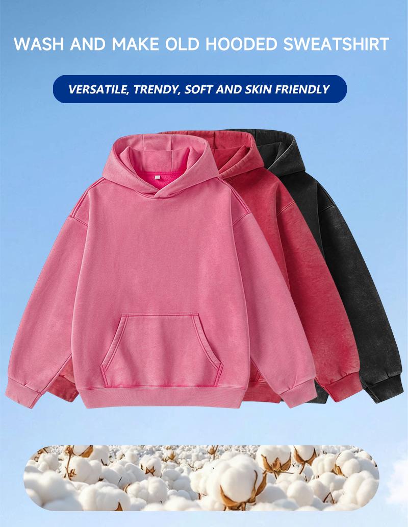 Unisex vintage washed pullover hoodie, oversized loose fit hooded sweatshirt with kangaroo pocket, casual streetwear long sleeve hoodie for men and women Unisex vintage washed pullover hoodie, oversized loose fit hooded sweatshirt with kangaroo pocket, casual streetwear long sleeve hoodie for men and women