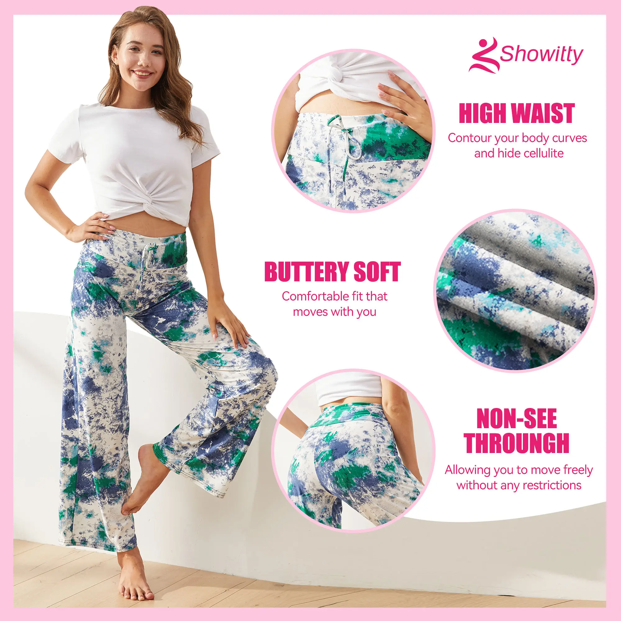 SHOWITTY Women's High Waisted Wide Leg Pants with Pockets