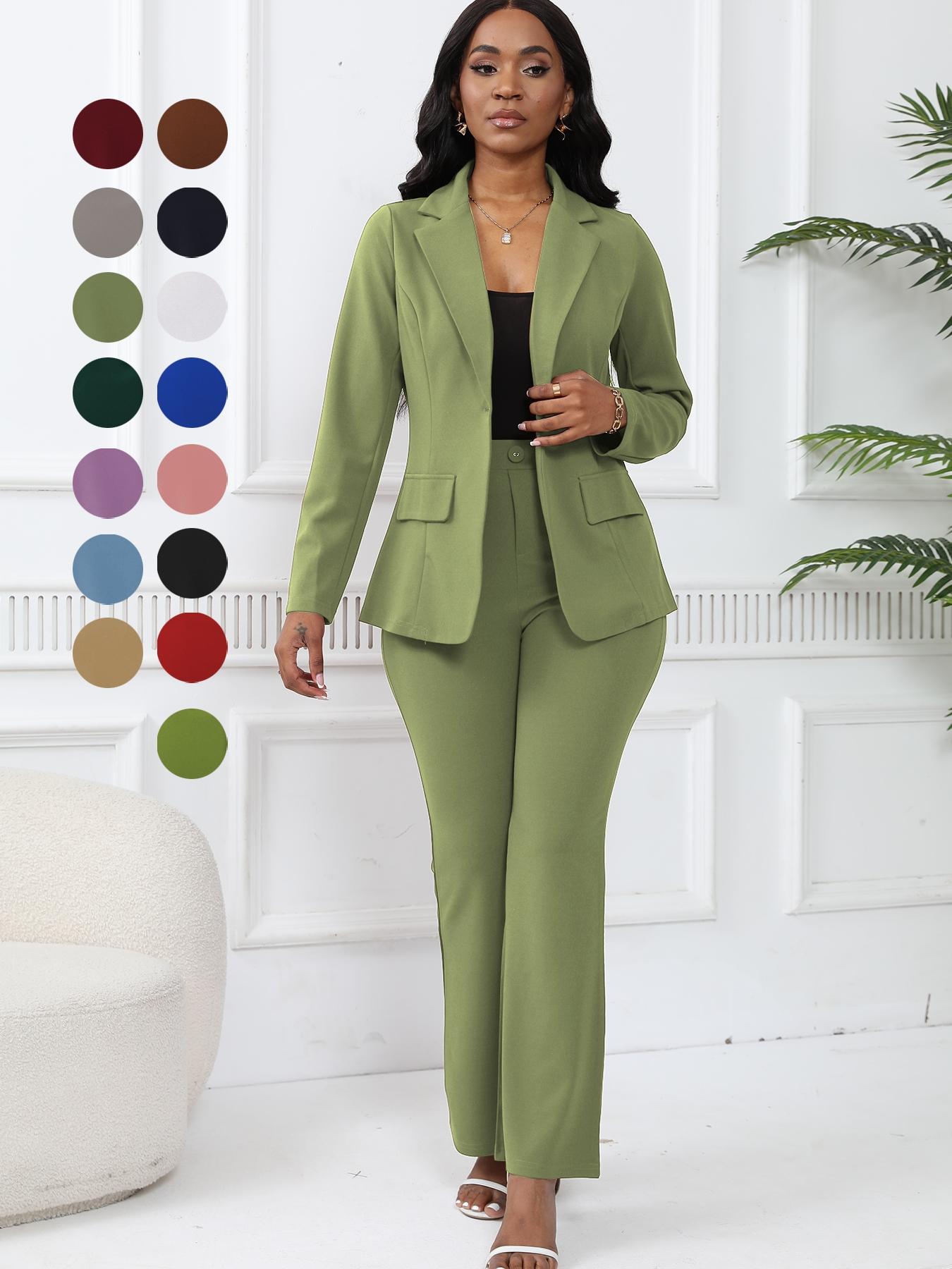 Women's Two-Piece Matching Set, Pants Set Outfit, Plain Button Lapel Fitted Blazer & Suit Pants, Business Casual Long Sleeve Outerwear & Trousers for Daily Outdoor Wear, Work Office Clothes, All Seasons, Essential Business Attire, Work Casual Blazers Women's Two-Piece Matching Set, Pants Set Outfit, Plain Button Lapel Fitted Blazer & Suit Pants, Business Casual Long Sleeve Outerwear & Trousers for Daily Outdoor Wear, Work Office Clothes, All Seasons, Essential Business Attire, Work Casual Blazers