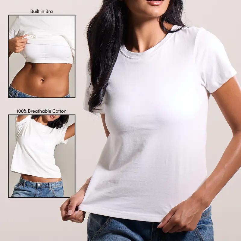 Women's Full-Length Pure Cotton T-Shirt — 100% Pure Cotton