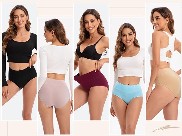INNERSY Women's High Waisted Cotton Panties 5-Pack, Soft & Breathable Underwear, Comfortable Full Coverage Briefs for Everyday Wear, Stretchy & Durable Bag INNERSY Women's High Waisted Cotton Panties 5-Pack, Soft & Breathable Underwear, Comfortable Full Coverage Briefs for Everyday Wear, Stretchy & Durable Bag