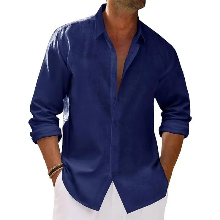 Men's Cotton-Linen Long-Sleeve Shirt