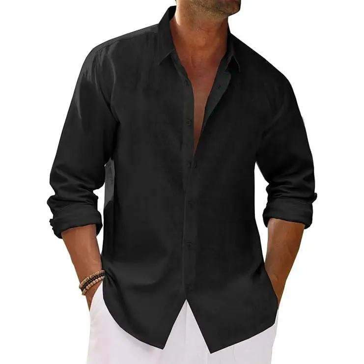 Men's Cotton-Linen Long-Sleeve Shirt