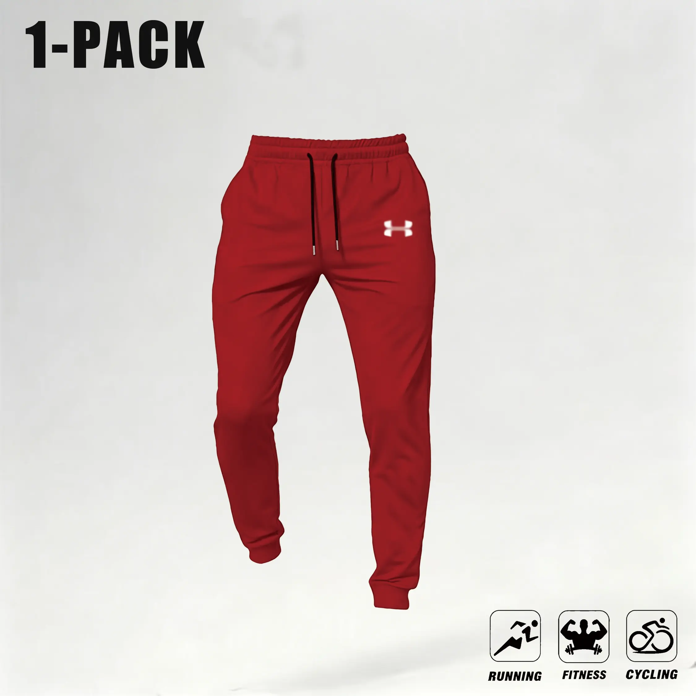 Men&rsquo;s 4-Pack Casual Loose Joggers &mdash; Comfortable Fitness Long Pants with Pockets, Retro Street Style Sportswear, Soft Knit Stretch Fabric, Autumn Workout Base Layer, Barbell Print, Everyday Men&rsquo;s Sweatpants