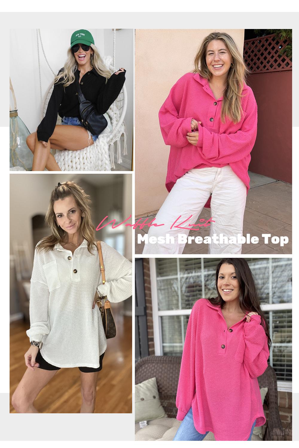 EVALESS Women's Oversized Henley Waffle Shirts Tops Button V Neck Long Sleeve Lightweight Mesh Knitwear Tunic Blouses 2026 Casual Fall Outfits Green Minimalist Style Deals For You Days summer outfits,back to school,back to school shopping EVALESS Women's Oversized Henley Waffle Shirts Tops Button V Neck Long Sleeve Lightweight Mesh Knitwear Tunic Blouses 2026 Casual Fall Outfits Green Minimalist Style Deals For You Days summer outfits,back to school,back to school shopping