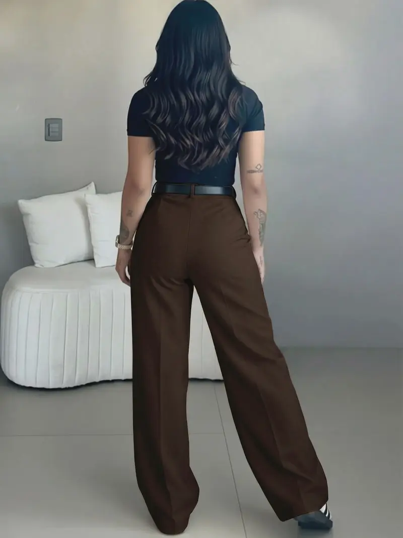 Women's High-Waisted Loose-Fit Business Casual Trousers
