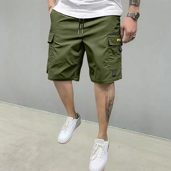 Men's Solid-Color Casual Cargo Shorts for Summer