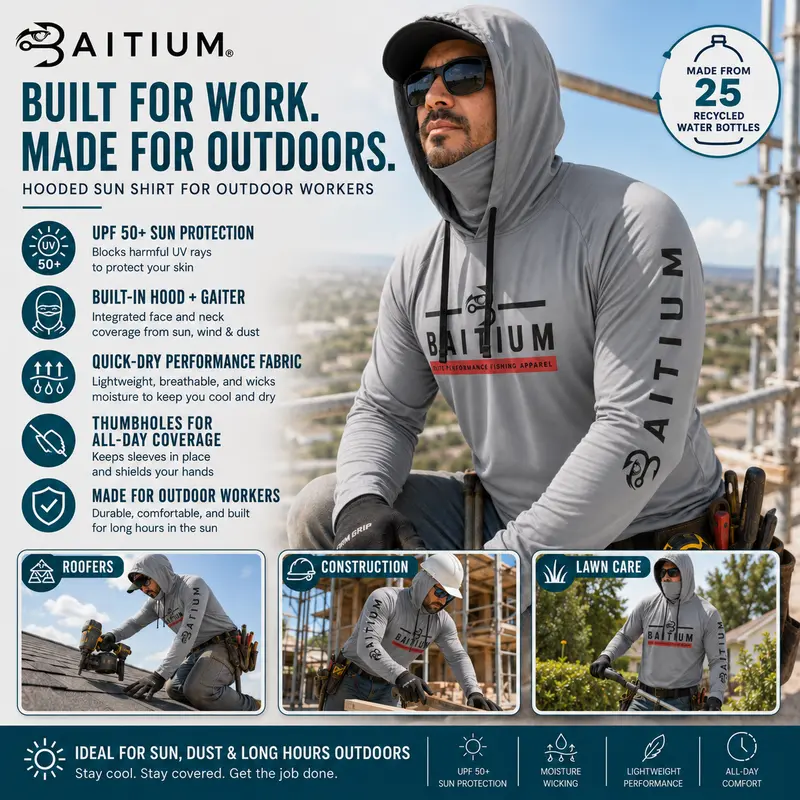 UPF 50 Sun Protection Long-Sleeve Hoodie (With Built-in Neck Gaiter)