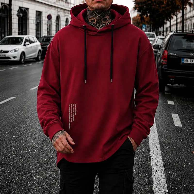 Men's Minimalist Casual Hooded Knit Sweatshirt
