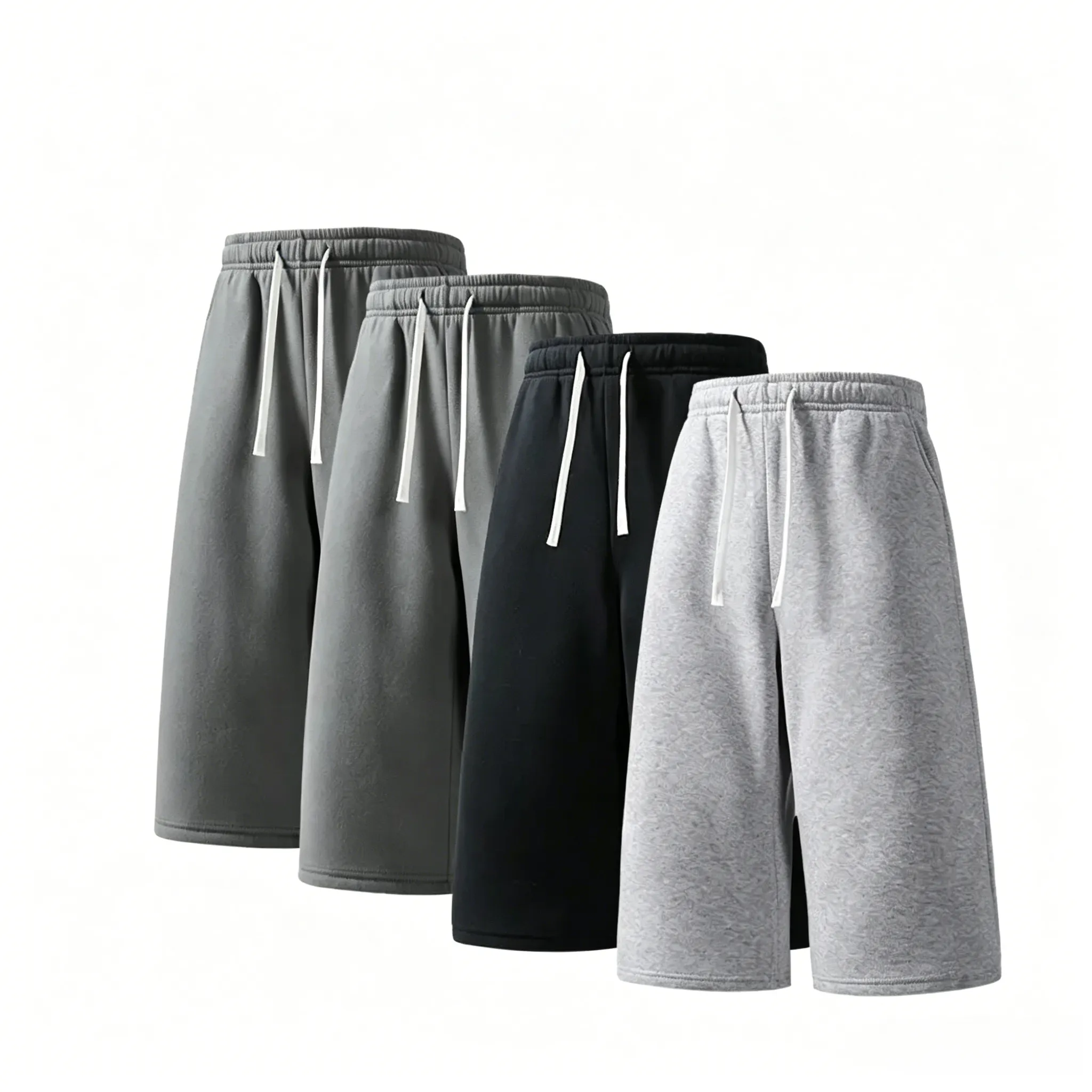 (4-pack)Men’s Casual Sweat Stretchable Breathable Knee-Length Shorts