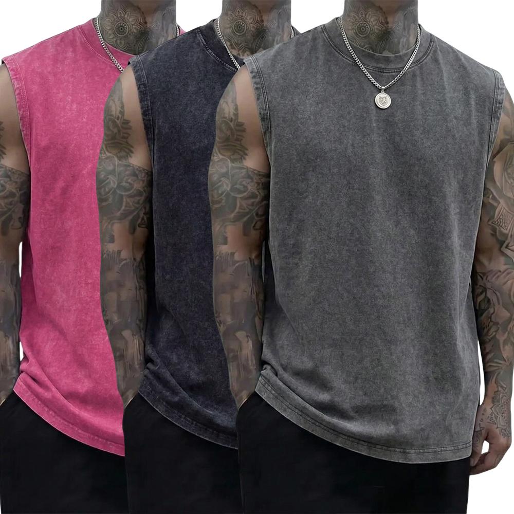Men’s 3-Pack 230g Pure Cotton Heavyweight Vintage Sleeveless Undershirts/Tank Tops, Menswear Casual Plain Clothes, Soft Skin-Friendly Fabric, Unisex Loose Retro Fit, Machine Washable, Suitable for Sports, Outdoor Cycling, Men’s Clothes Men’s 3-Pack 230g Pure Cotton Heavyweight Vintage Sleeveless Undershirts/Tank Tops, Menswear Casual Plain Clothes, Soft Skin-Friendly Fabric, Unisex Loose Retro Fit, Machine Washable, Suitable for Sports, Outdoor Cycling, Men’s Clothes