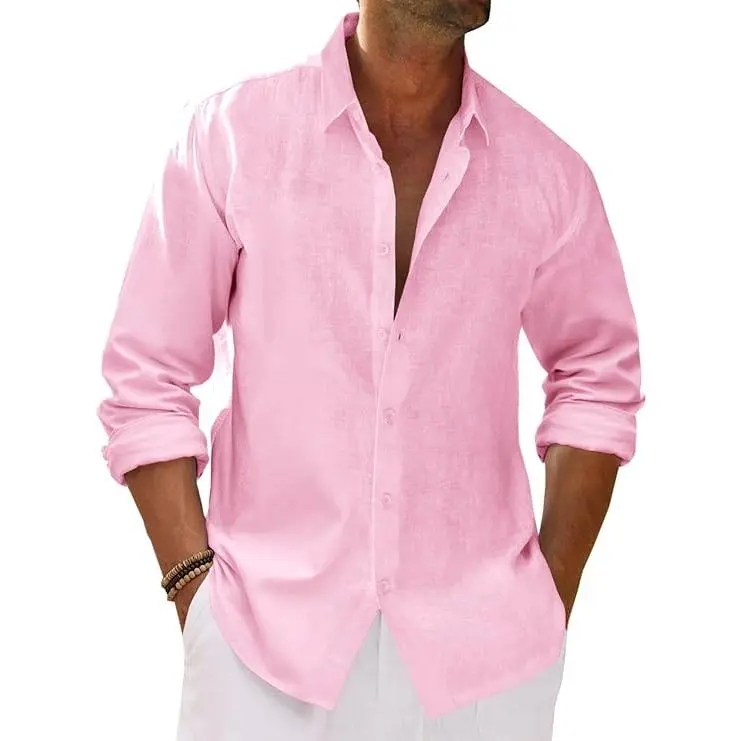 Men's Cotton-Linen Long-Sleeve Shirt