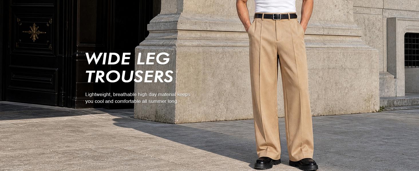 Runcati Mens Baggy Dress Pants Casual Pleated Wide Leg Lightweight Trousers | Loose Fit Old Money Pants, Work Business Relaxed Fit Slacks, Two Side Pockets, 30"/32" Suit Pants, Stretchable Elastic Waist Runcati Mens Baggy Dress Pants Casual Pleated Wide Leg Lightweight Trousers | Loose Fit Old Money Pants, Work Business Relaxed Fit Slacks, Two Side Pockets, 30"/32" Suit Pants, Stretchable Elastic Waist
