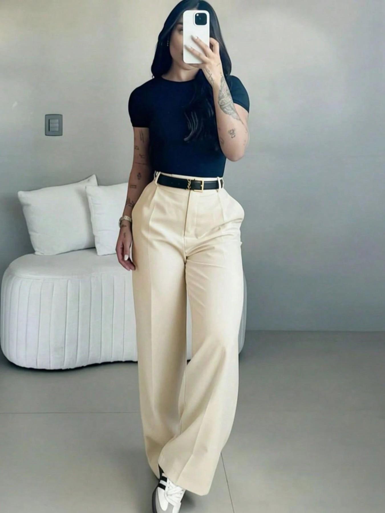 Women's High-Waisted Loose Casual Business Pants, Suitable for Office and Daily Wear, All-Season Commuter Trousers Bottoms Women's High-Waisted Loose Casual Business Pants, Suitable for Office and Daily Wear, All-Season Commuter Trousers Bottoms