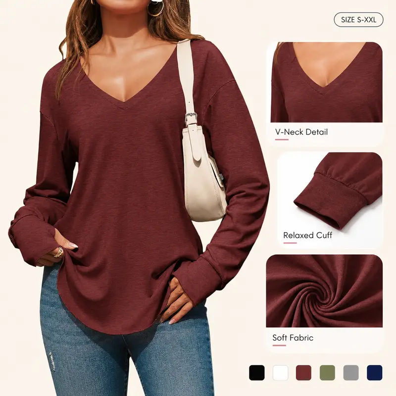 Women's deep V-neck long top