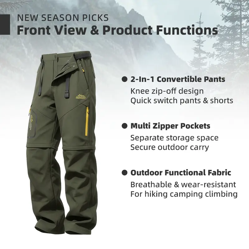 Men's Summer 2-in-1 Cargo Pants – Convertible Design (Long Pants/Athletic Shorts)