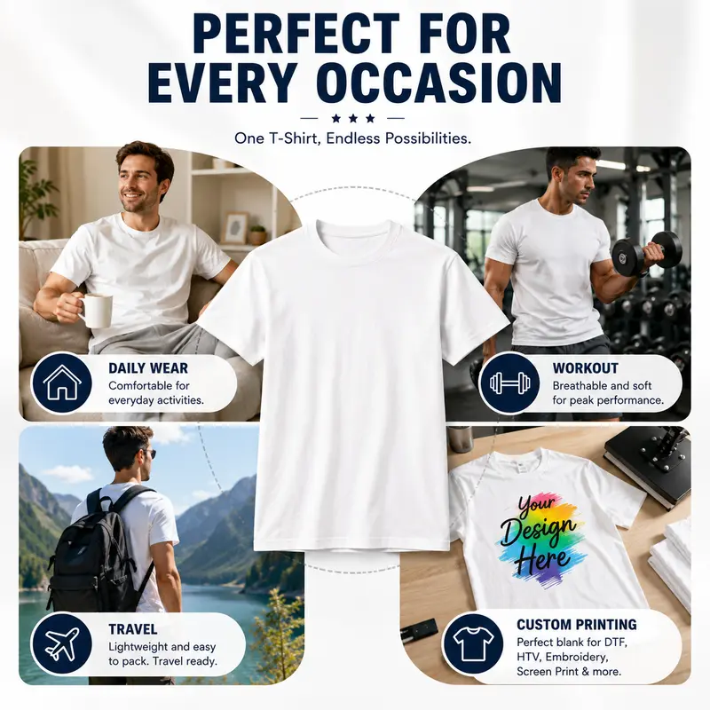 Men's 100% Cotton Crew Neck Short-Sleeve T-Shirt