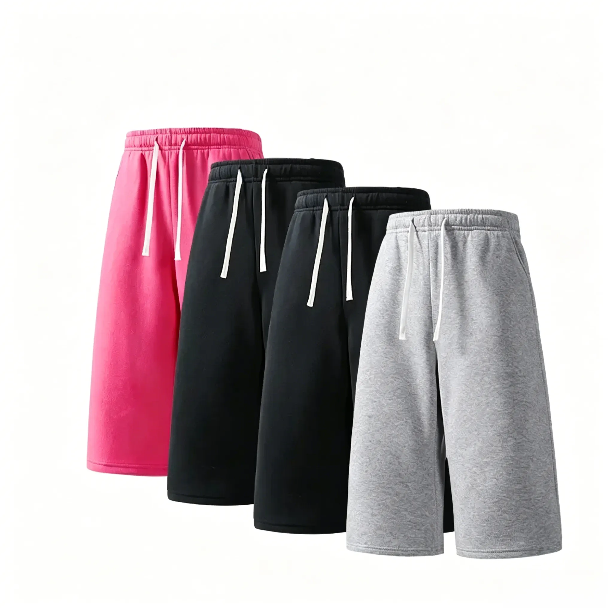 (4-pack)Men’s Casual Sweat Stretchable Breathable Knee-Length Shorts