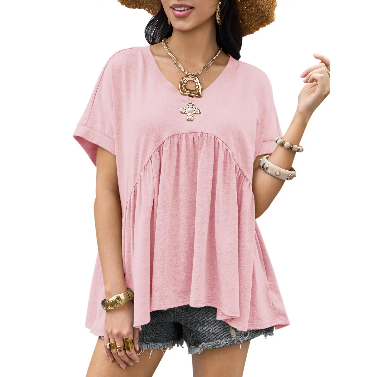 Women's Summer Ruffle-Hem Top