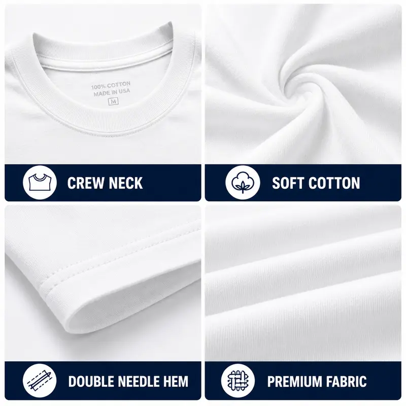 Men's 100% Cotton Crew Neck Short-Sleeve T-Shirt