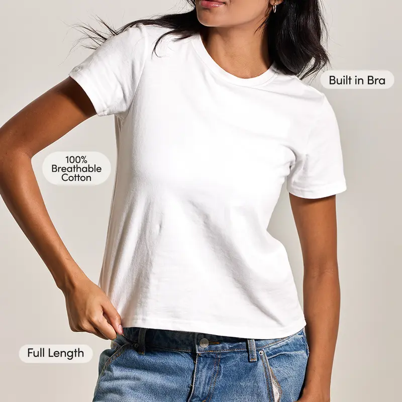 Women's Full-Length Pure Cotton T-Shirt — 100% Pure Cotton