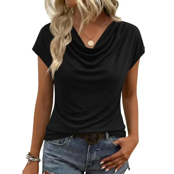 Women's formal short-sleeve high-neck shirt