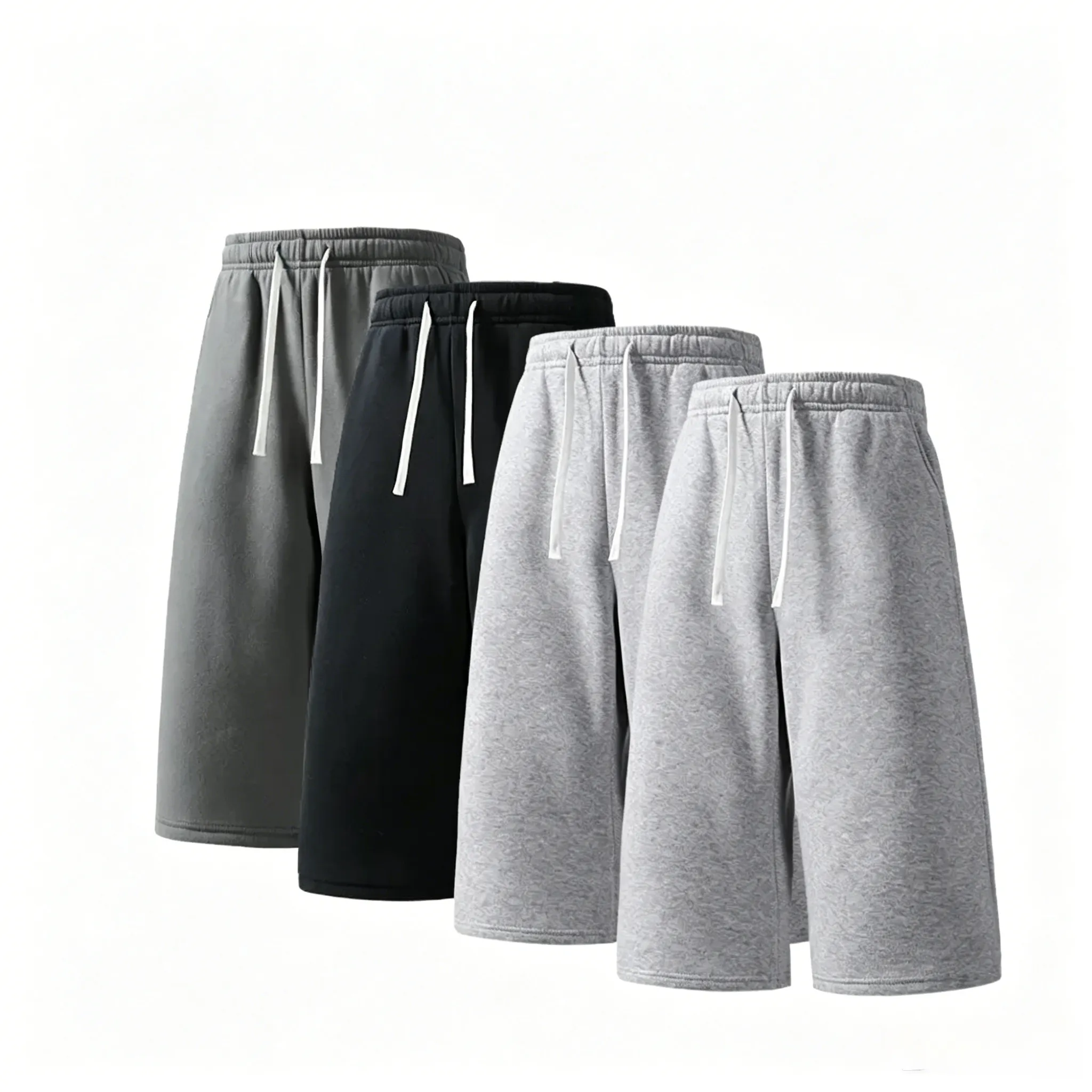 (4-pack)Men’s Casual Sweat Stretchable Breathable Knee-Length Shorts
