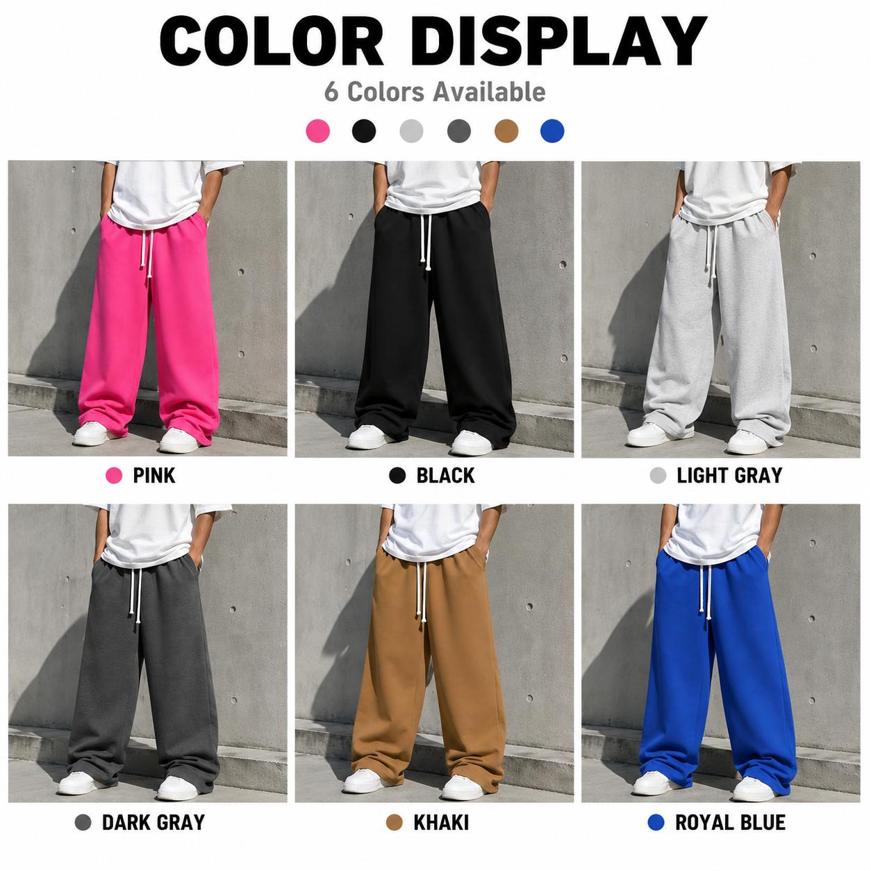 Men's All-Season Athletic Pants, Loose-Fit Wide-Leg Street Style with Deep Pockets, Soft Breathable Athleisure Wear, Cotton Blend, Machine Wash, Streetwear Clothing, Sports Clothing