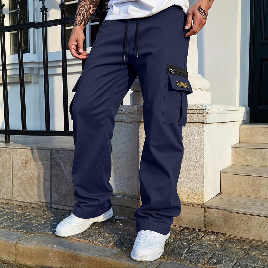 Men&rsquo;s solid-color cargo pants available in 1- or 2-pack options, featuring multiple pockets, a faux zipper design, and no back pockets. Made from a new 140 g fabric that is breathable, they are available in various colors and ideal for hiking and camping