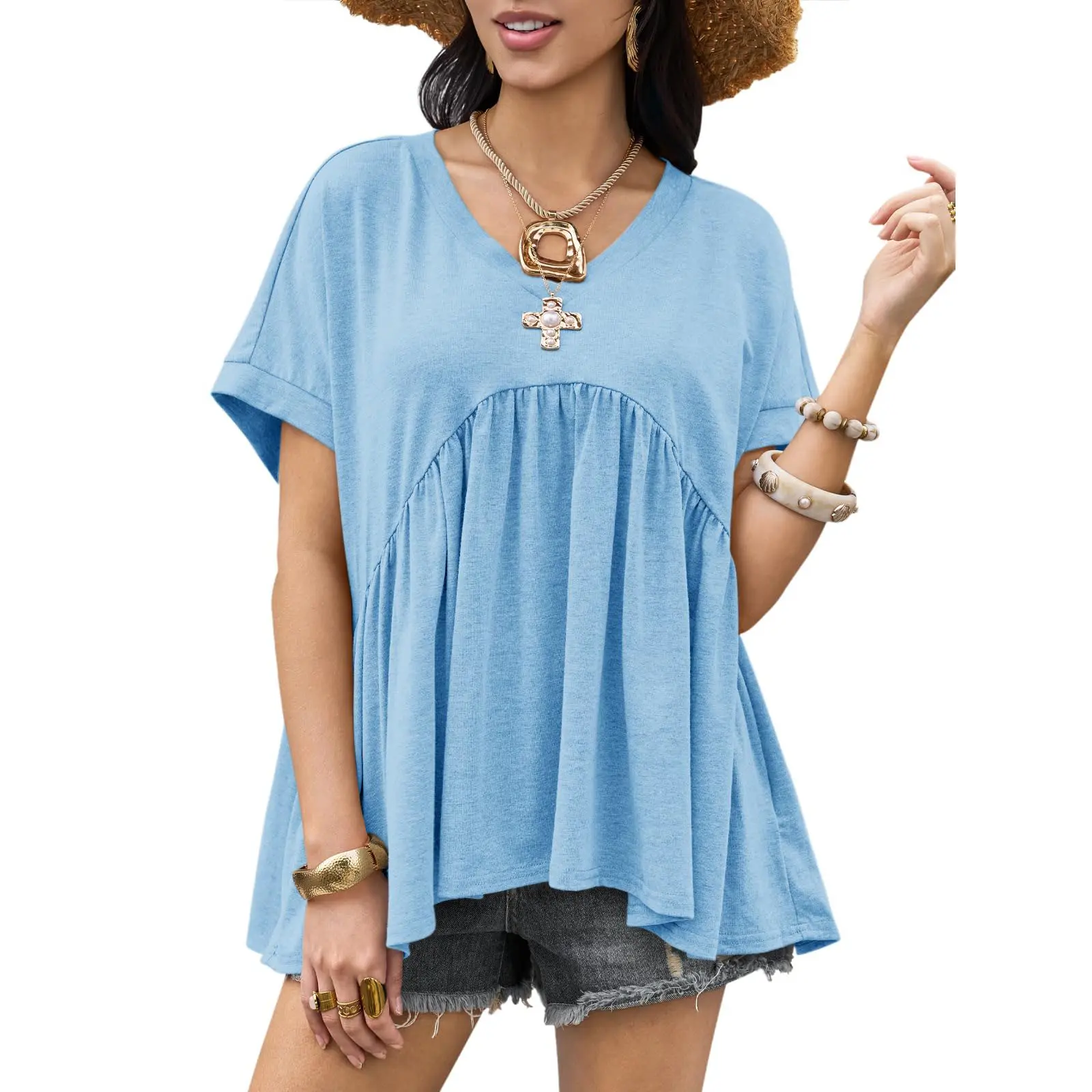 Women's Summer Ruffle-Hem Top