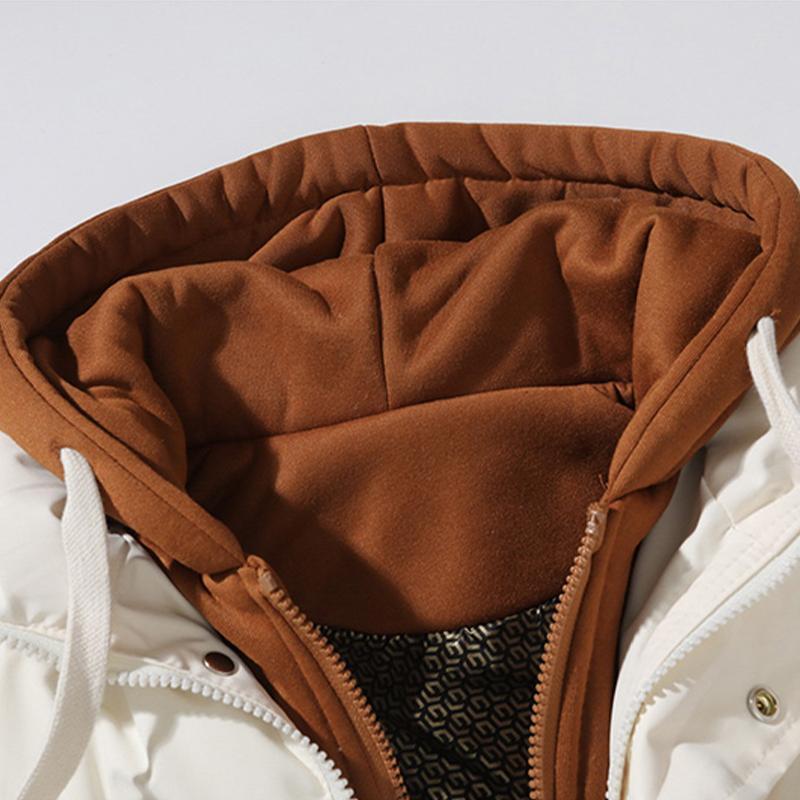 Autumn And Winter Couple Hooded Warm Vest, Fashionable Fake Two-Piece Design, Warm Polyester Fiber, Machine Washable, Winter Warmth, Outdoor Casual, Thickened, Couples, Jacket