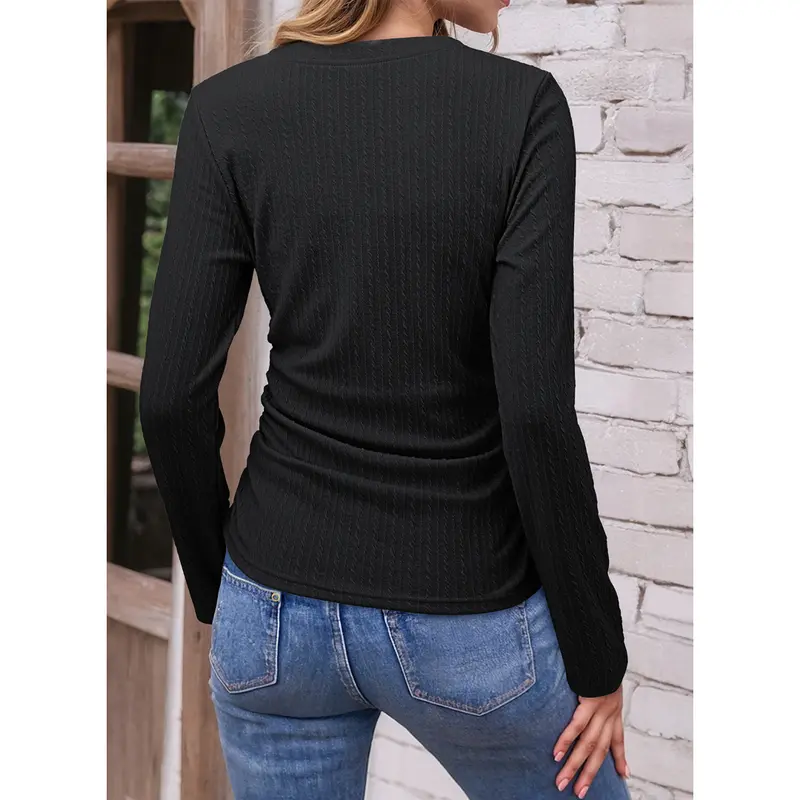 Women's Casual V-Neck Long-Sleeve Top