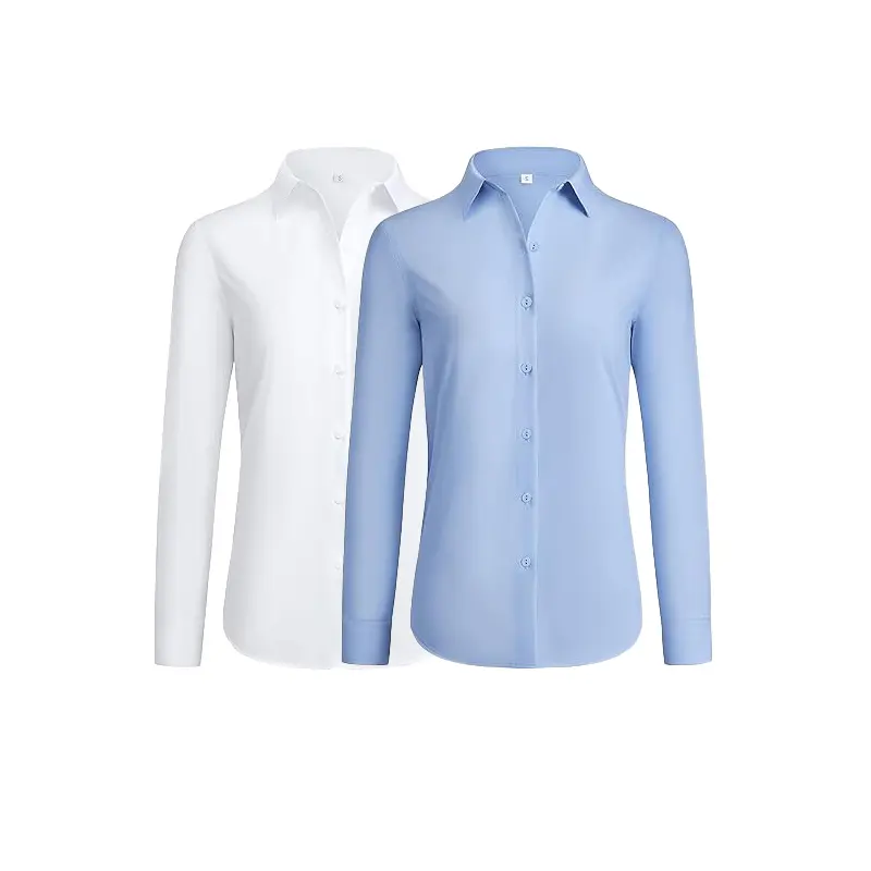 2-Pack Siliteelon Wrinkle-Free Modal Button Down Shirts for Women Essential Classic Slim Fit Collared Dress Shirt Work Business Casual Long Sleeve Blouse Tops Interview Teacher Spring Summer Outfits Inspo Summervibes