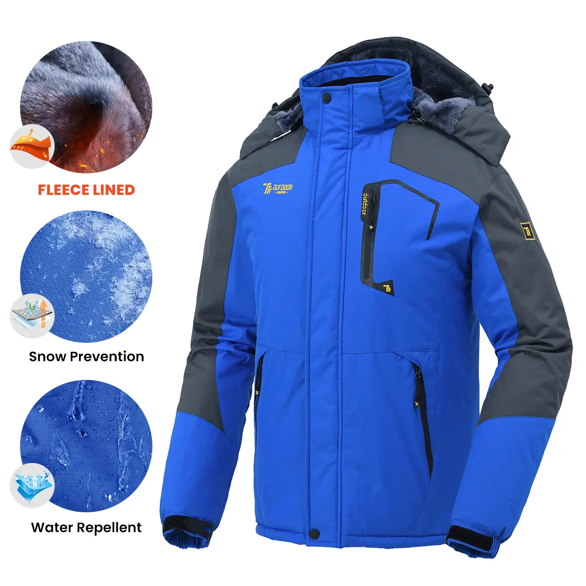 Men's Waterproof Insulated Ski Snow Jacket Big & Tall Sizes