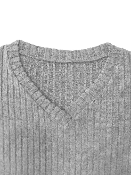 MOEENCN Women's Ultra-Soft Brushed Ribbed Knit 2-Piece Loungewear Set, V-Neck Top & High Waist Wide Leg Pants with Pockets for Lazy Days & Brunch summerwins Womenswear Clothes Suits MOEENCN Women's Ultra-Soft Brushed Ribbed Knit 2-Piece Loungewear Set, V-Neck Top & High Waist Wide Leg Pants with Pockets for Lazy Days & Brunch summerwins Womenswear Clothes Suits