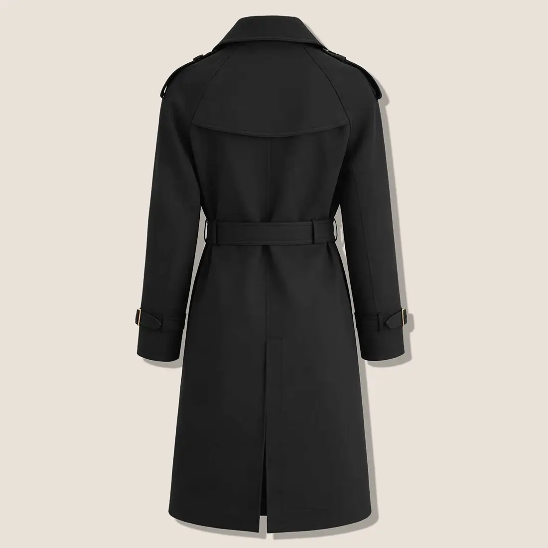 Women’s Trench Coat, Double-Breasted, Plaid Lining