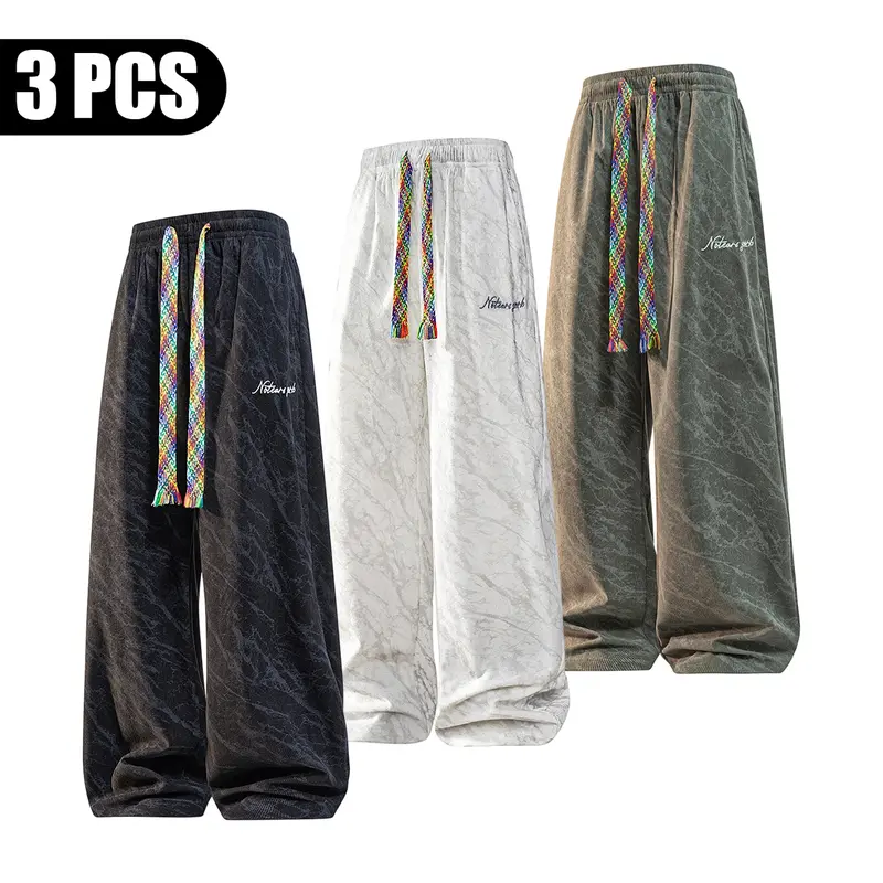 Unisex marble-print wide-leg sweatpants