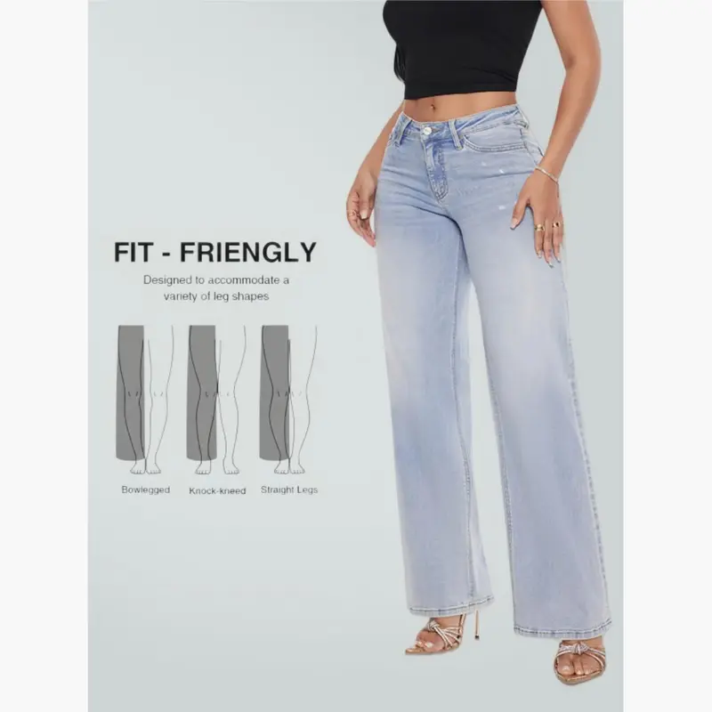 Low-to-mid rise, loose-fit BBL-style jeans