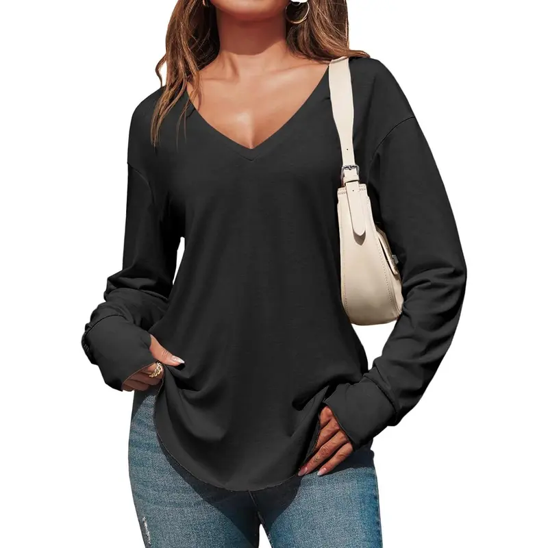 Women's deep V-neck long top