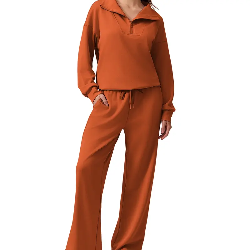 Women's two-piece sportswear set (includes long-sleeve half-zip sweatshirt and athletic pants)