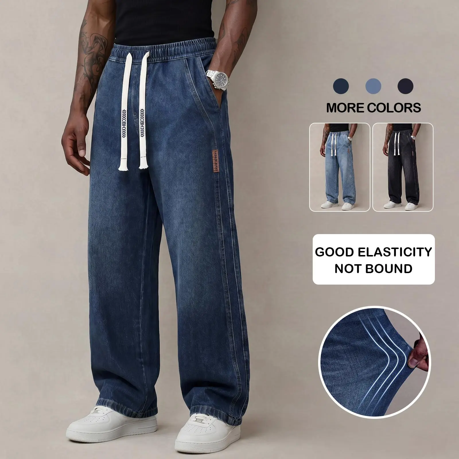 Men's Stretch Cotton Loose Fit Jeans