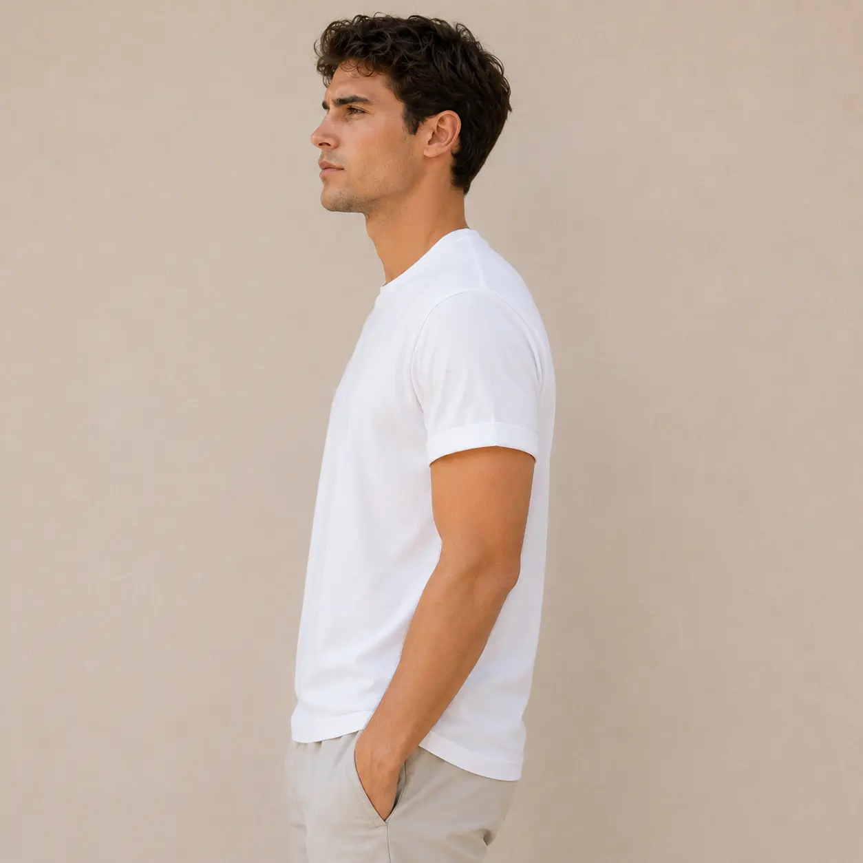 Men's Cotton-Blend Vintage-Style Crew Neck T-Shirt