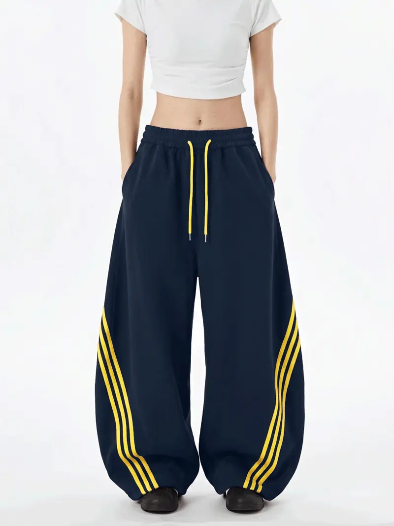 Women's Vintage-Style Striped Wide-Leg Trousers