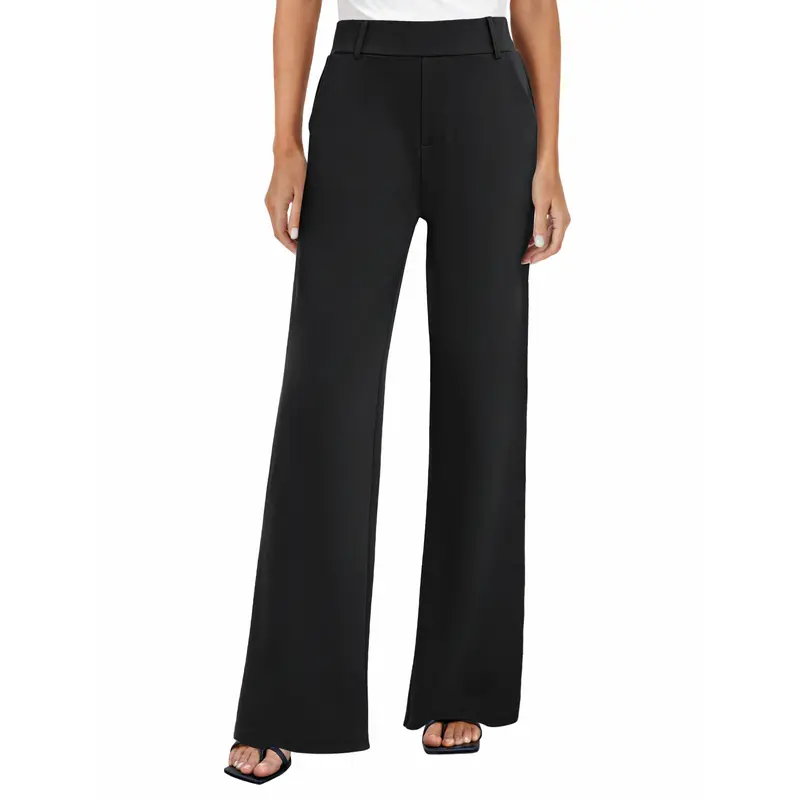 Women's High-Waisted Stretch Wide-Leg Trousers