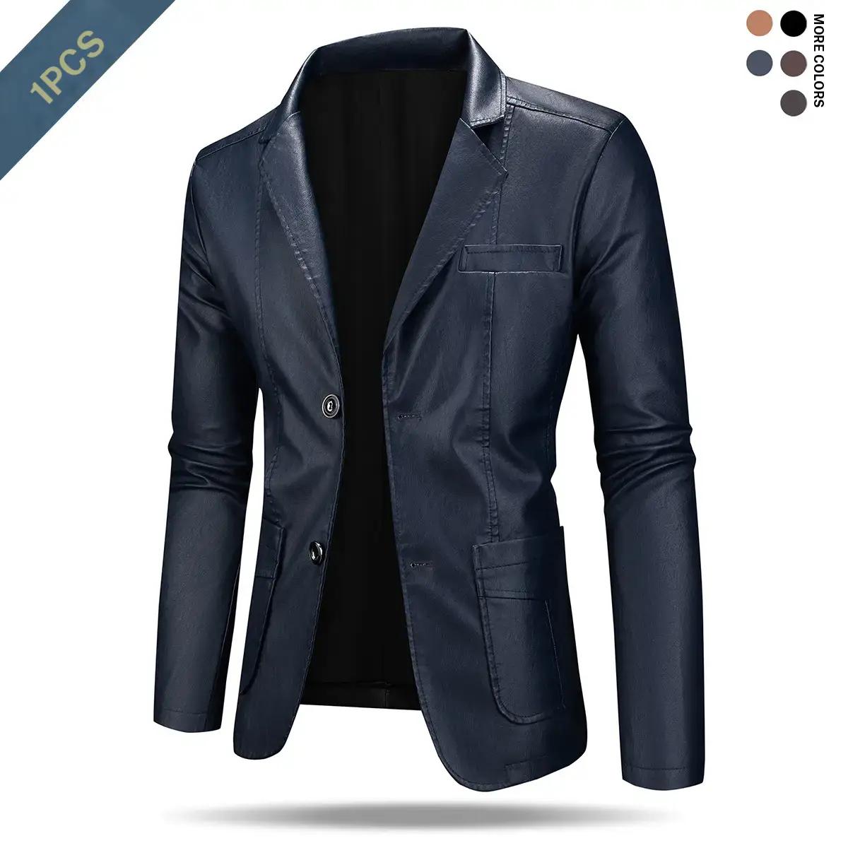 Navy blue men's classic fitted jacket
