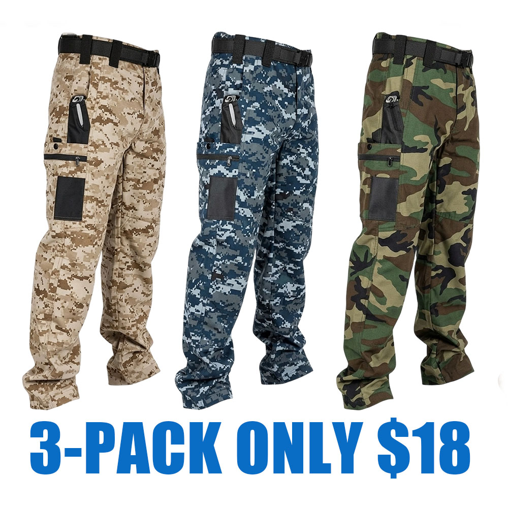 Men's Tactical Work Pants with Multi-Pocket Zipper Design