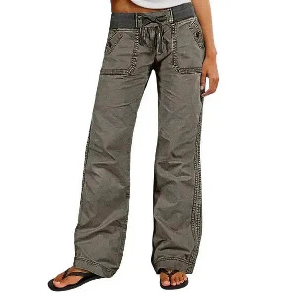 Mid-rise straight-leg trousers with drawstring and minimalist seam detailing