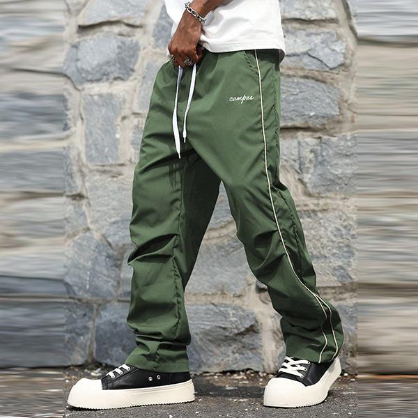 Men's 100% Polyester Loose Grey Sweatpants - Grey Side Strips, Gold Decorative Bars, Lightweight Soft Fabric, Large Cut, Casual Gym Wear, Boyfriend Birthday Gift, Birthday Gift for BF, Menswear Essential Fashion Bottoms, Clothing, Xl